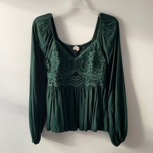 Green peasant top